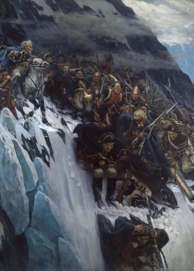 Пейзаж на картинах известных русских художников. Василий Суриков. «Переход Суворова через Альпы»