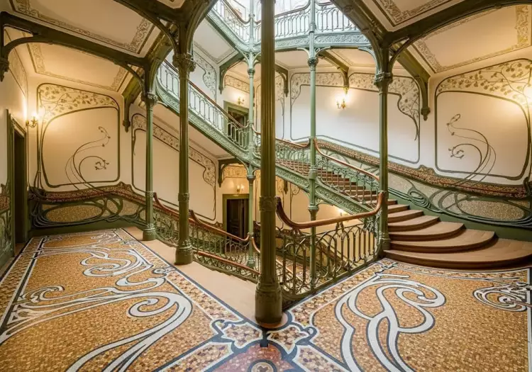 Архитектура модерна (ар-нуво) - интерьер особняка Тассель в Брюсселе, архитектор Виктор Орта.