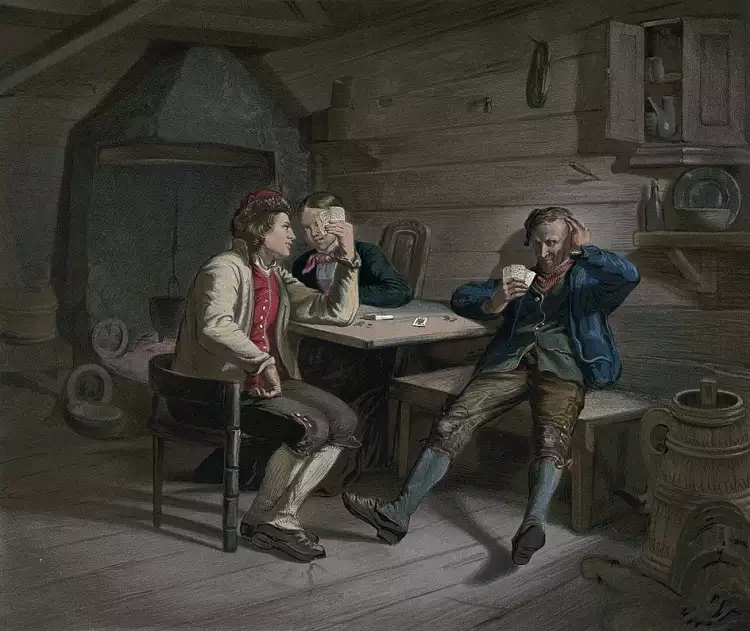 Адольф Тидеманд. Картина «Игрок в карты», 1858 Адольф Тидеманд. Картина «Игрок в карты», 1858