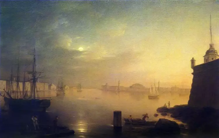 Максим Воробьёв. Картина «Лунная ночь в Петербурге», 1839