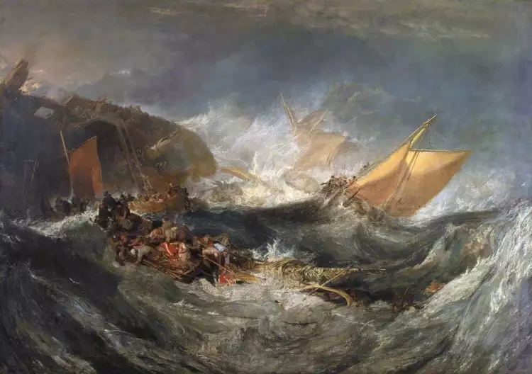 Морской пейзаж. Уильям Тернер. «Крушение корабля “Минотавр”», 1810 Морской пейзаж. Уильям Тернер. «Крушение корабля “Минотавр”», 1810