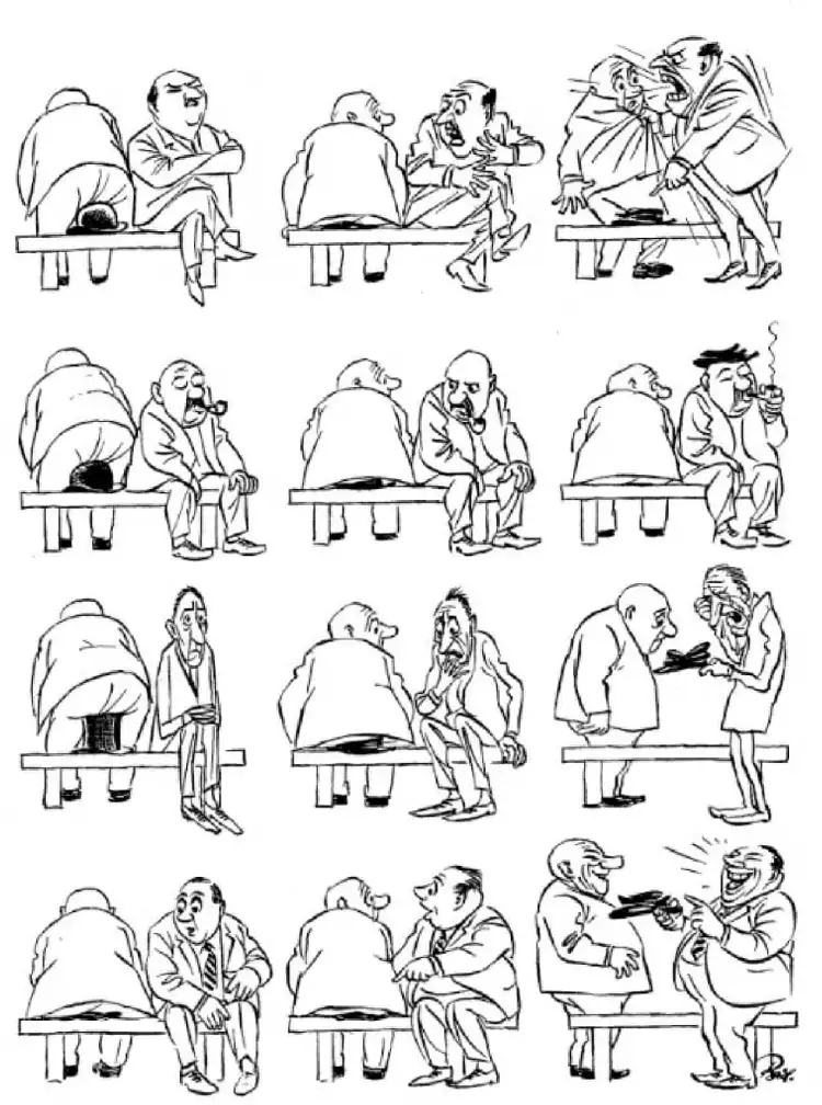 Херлуф Бидструп. Карикатура «Четыре темперамента», 1963