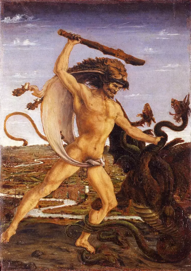Мифологический жанр. Антонио дель Поллайоло. «Геракл и гидра», 1475 Мифологический жанр. Антонио дель Поллайоло. «Геракл и гидра», 1475