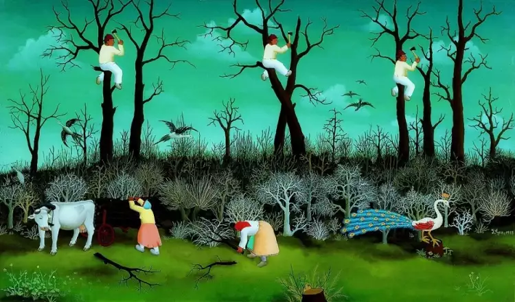 Иван Генералич. Картина «Лесорубы», 1959 Иван Генералич. Картина «Лесорубы», 1959