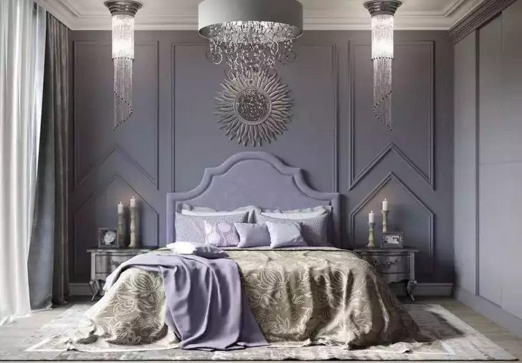 Der neoklassische Stil in der Innenarchitektur. Neoklassizistisches Schlafzimmer-Interieur Der neoklassische Stil in der Innenarchitektur. Neoklassizistisches Schlafzimmer-Interieur