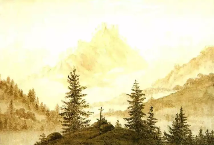 Caspar David Friedrich. Skizze Landschaft, Anordnung des Kreuzes, 1804 Caspar David Friedrich. Skizze Landschaft, Anordnung des Kreuzes, 1804