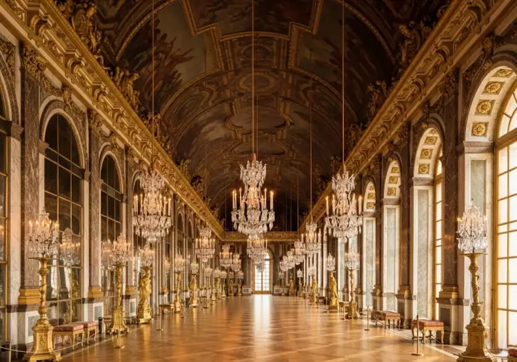 Архитектура французского барокко - Зеркальная галерея Версальского дворца, эталон стиля Людовика XIV.