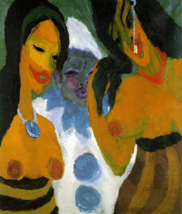 Эмиль Нольде. Картина «Женщины и Пьерро», 1935