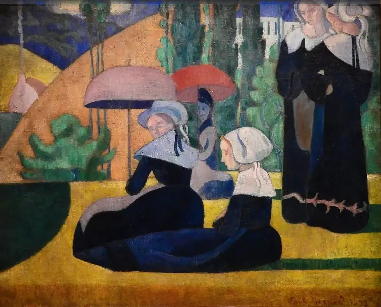 Эмиль Бернар. Картина «Бретонские женщины с зонтиками», 1892