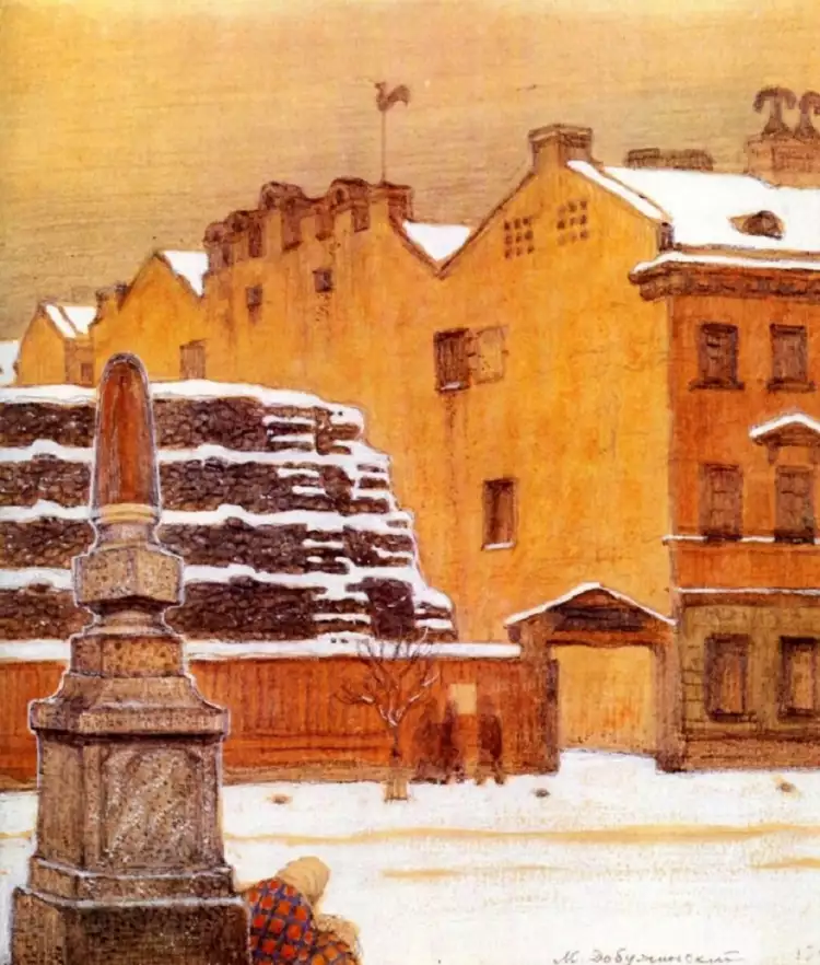 Мстислав Добужинский. «В ротах. Зима в городе», 1904 Мстислав Добужинский. «В ротах. Зима в городе», 1904