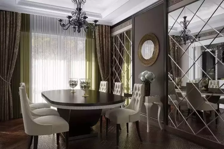 Der neoklassische Stil in der Innenarchitektur. Esszimmer im neoklassizistischen Stil Der neoklassische Stil in der Innenarchitektur. Esszimmer im neoklassizistischen Stil