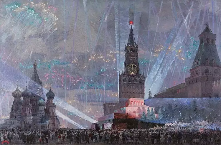 День Победы в картинах. Штраних Владимир Федорович. Праздник Победы 9 Мая 1945 года. 1946