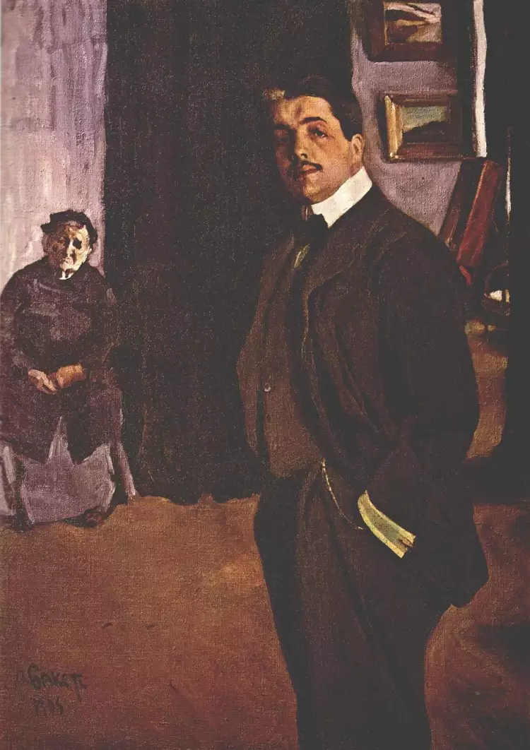Лев Бакст. Картина «Портрет Сергея Дягилева с няней», 1906 Лев Бакст. Картина «Портрет Сергея Дягилева с няней», 1906