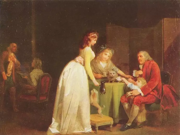 Sentimentalismus. Louis-Léopold Boilly. Besuch bei Großvater, zweite Hälfte des 18. Jahrhunderts Sentimentalismus. Louis-Léopold Boilly. Besuch bei Großvater, zweite Hälfte des 18. Jahrhunderts