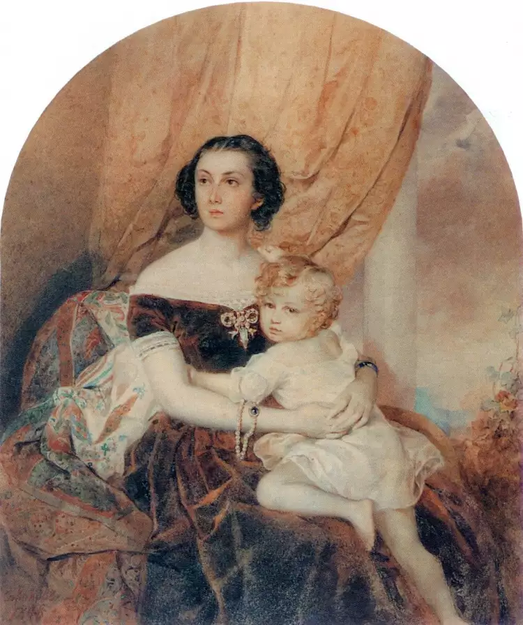 Петр Соколов. Картина «Портрет неизвестной с ребенком», 1848 Петр Соколов. Картина «Портрет неизвестной с ребенком», 1848