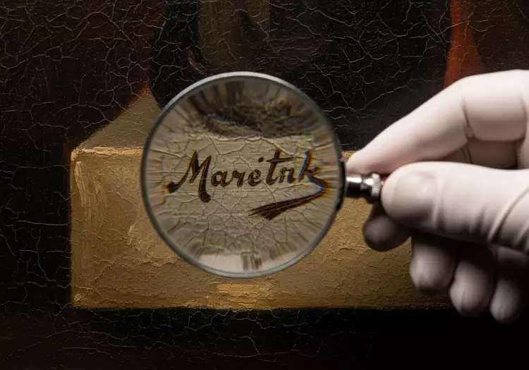 Оценка сохранности произведения искусства, пример кракелюра на картине