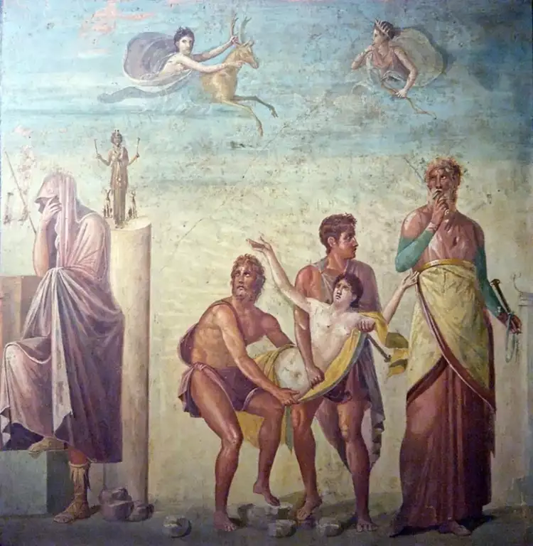 Жертвоприношения на картинах. Фреска из Помпей с изображением жертвоприношения Ифигении