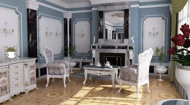 Регентство. Интерьер в стиле французского регентства. Комната с зеркалом и канделябрами