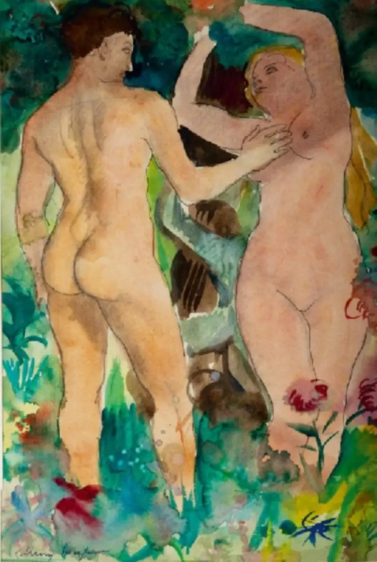 Адам и Ева в мировой живописи. Марк Шагал. «Адам и Ева»