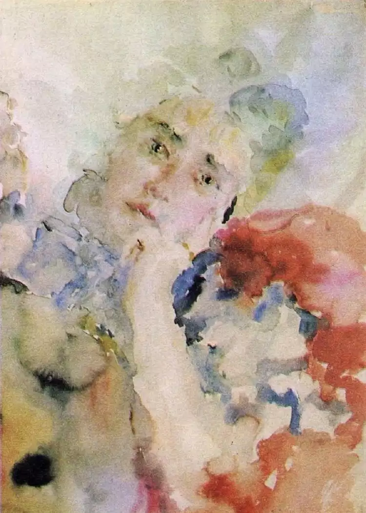 Акварель. Артур Фонвизин. «Портрет жены», начало 1940-х годов