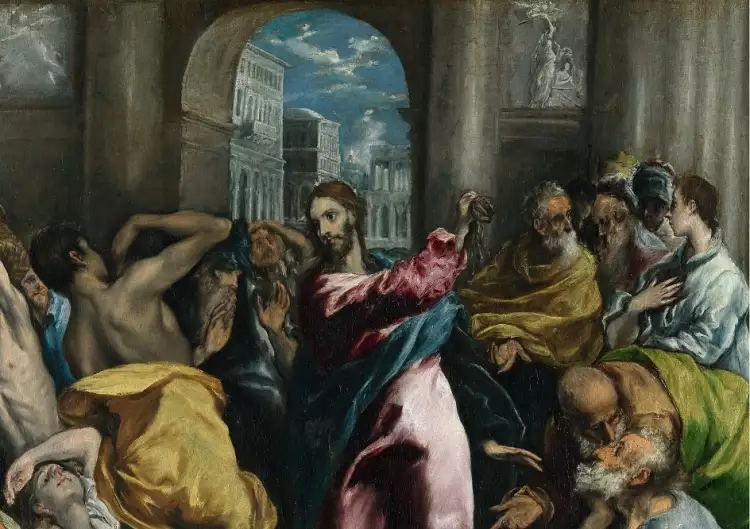 Barock. El Greco. Christus vertreibt die Geldwechsler aus dem Tempel, 1600