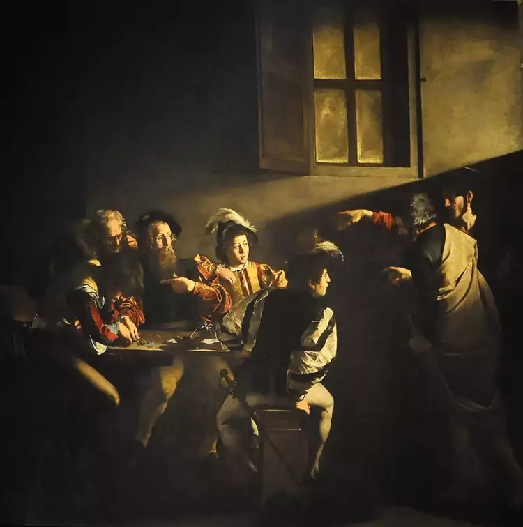 10 berühmtesten italienischen Künstler. Caravaggio. Berufung des Hl. Matthäus, 1600