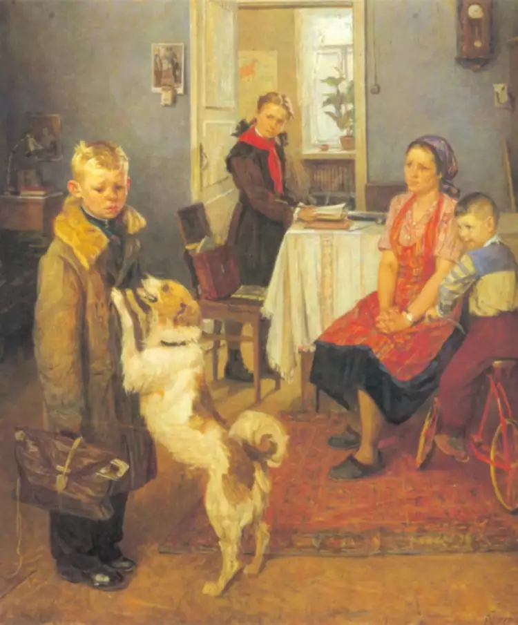 Школьные годы в картинах художников. Решетников. Опять двойка