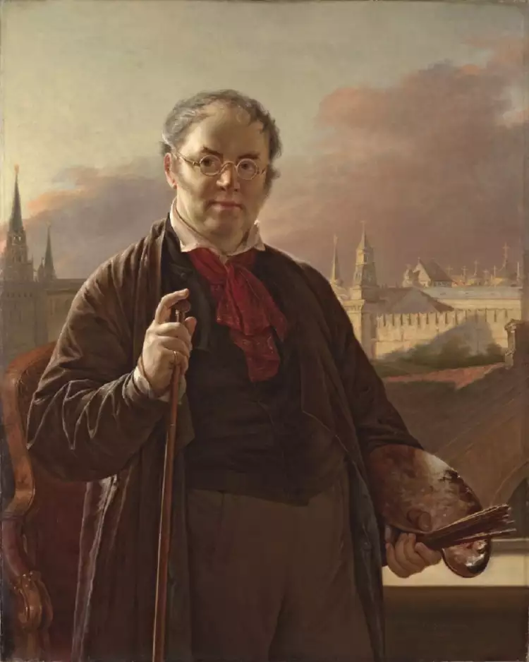 Василий Тропинин. «Автопортрет на фоне окна с видом на Кремль», 1846