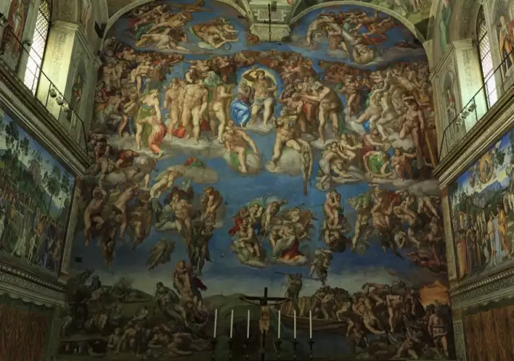 Микеланджело. Фреска «Роспись свода Сикстинской капеллы». Фрагмент «Страшный суд», 1508-1512