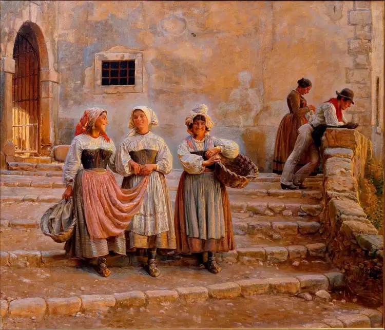Кристиан Сартман. Картина «Девушки, несущие лайм», 1883