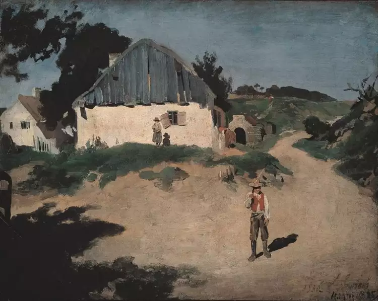 Франц фон Ленбах. Картина «Дорфштрассе в Арезинге», 1856