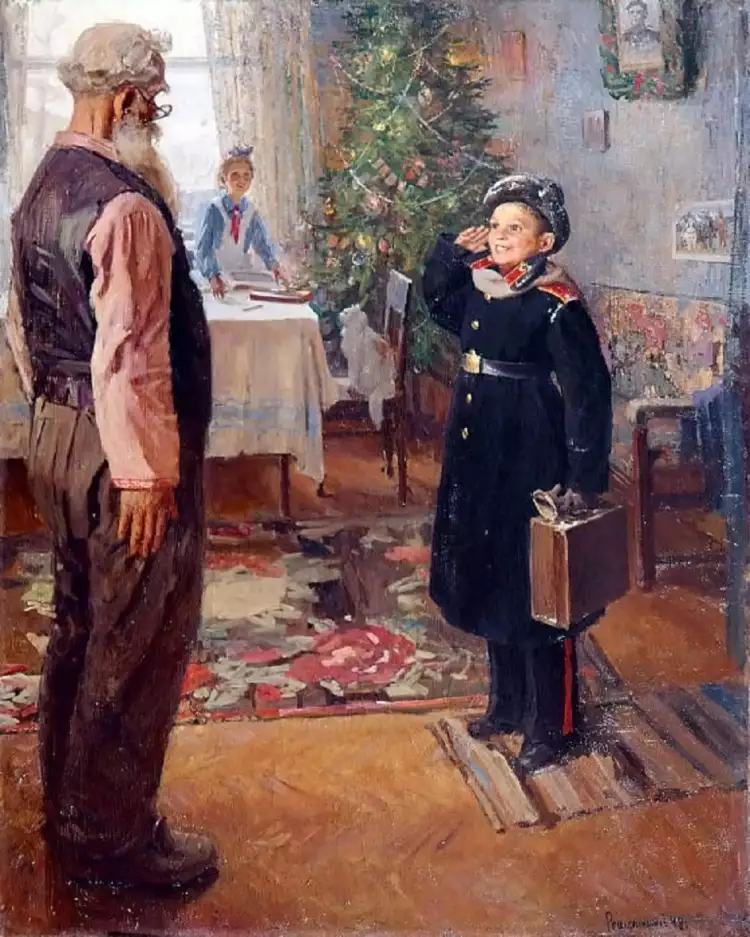 Федор Решетников. Картина «Прибыл на каникулы», 1948