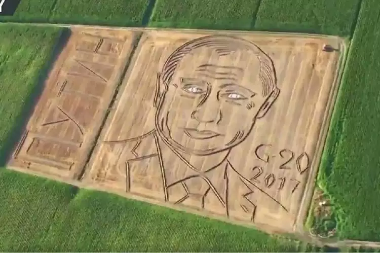 Портрет президента РФ Владимира Путина в поле