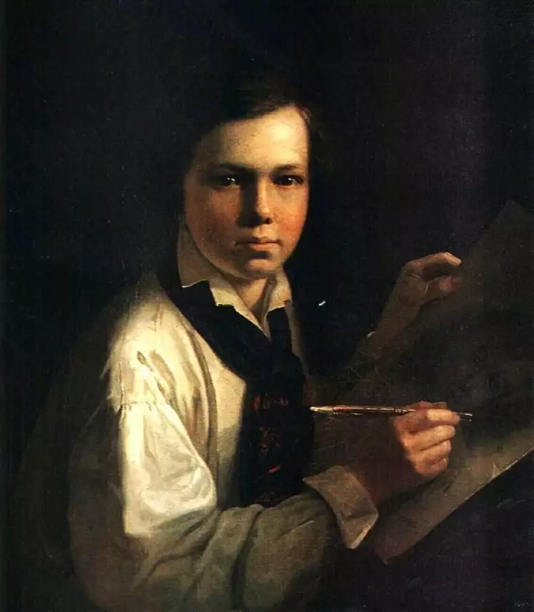 Дети на картинах известных художников. Василий Тропинин. «Портрет сына Арсения за мольбертом»