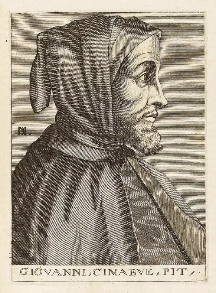 Чимабуэ. Неизвестный автор. Средневековая гравюра «Портрет Чимабуэ», XV век