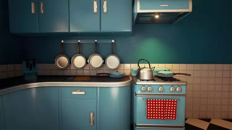 Стиль интерьера ретро. Интерьер кухни в голубых оттенках в стиле ретро Стиль интерьера ретро. Интерьер кухни в голубых оттенках в стиле ретро