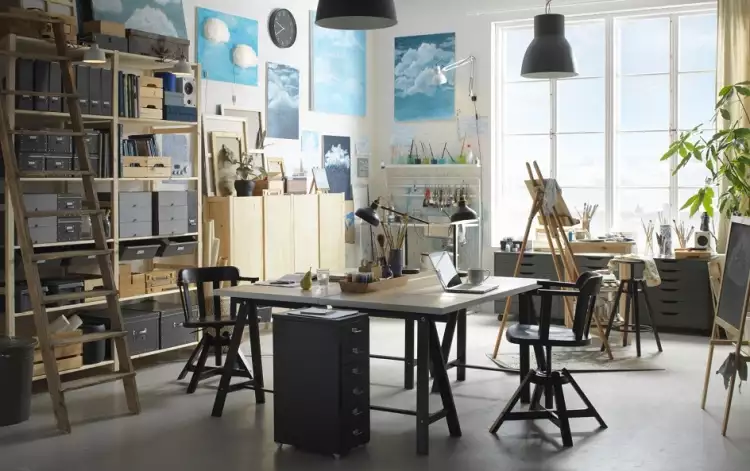 Как обустроить художественную мастерскую. Мастерская с мебелью Икеа