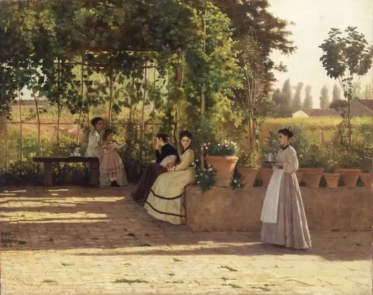 Веризм. Сильвестро Лега. Картина «После еды (Беседка)», 1868 Веризм. Сильвестро Лега. Картина «После еды (Беседка)», 1868