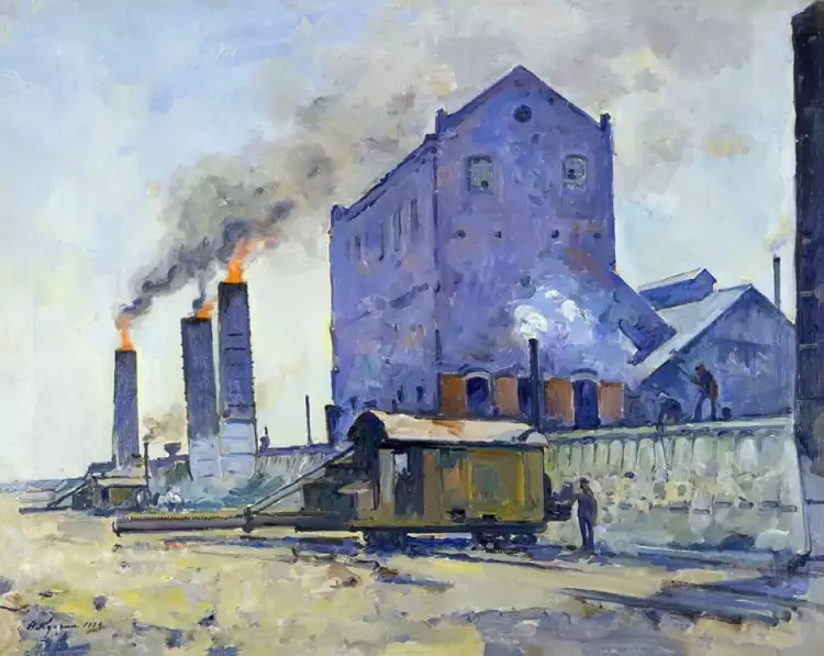 Александр Куприн. Картина «Донбасс. Коксогазовый завод. Станция Ханжонская», 1934