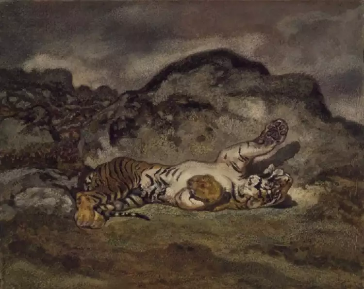 Антуан-Луи Бари. Картина «Катающийся по земле тигр», 1842
