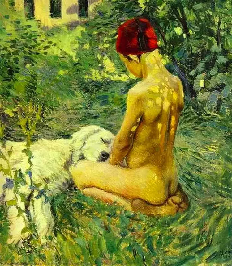 Виктор Борисов-Мусатов. Картина «Мальчик с собакой», 1895