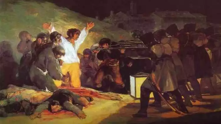 Романтизм. Франсиско Гойя. «Расстрел повстанцев 3 мая 1808 года в Мадриде», 1814 Романтизм. Франсиско Гойя. «Расстрел повстанцев 3 мая 1808 года в Мадриде», 1814