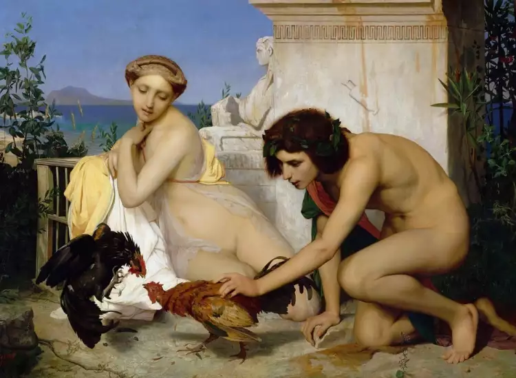 Жан-Леон Жером. Картина «Молодые греки забавляются петушиным боем», 1846