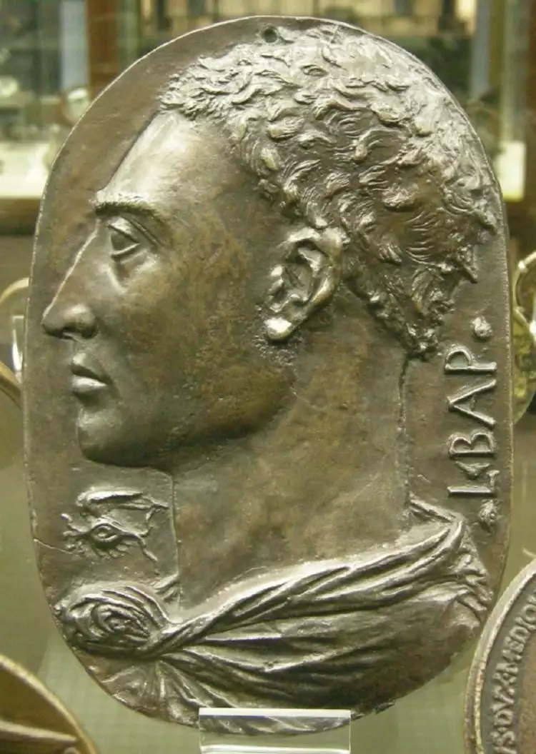 Леон Баттиста Альберти. Предполагаемый автопортрет мастера на мемориальной доске, XV век