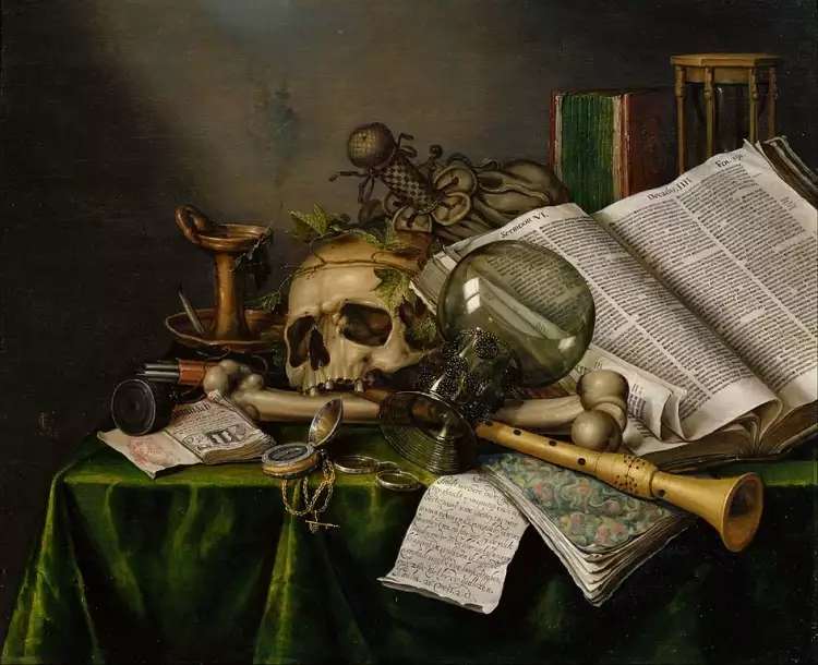 Vanité. Evert Collier. Vanité avec livres, manuscrits et crâne, 1663 Vanité. Evert Collier. Vanité avec livres, manuscrits et crâne, 1663