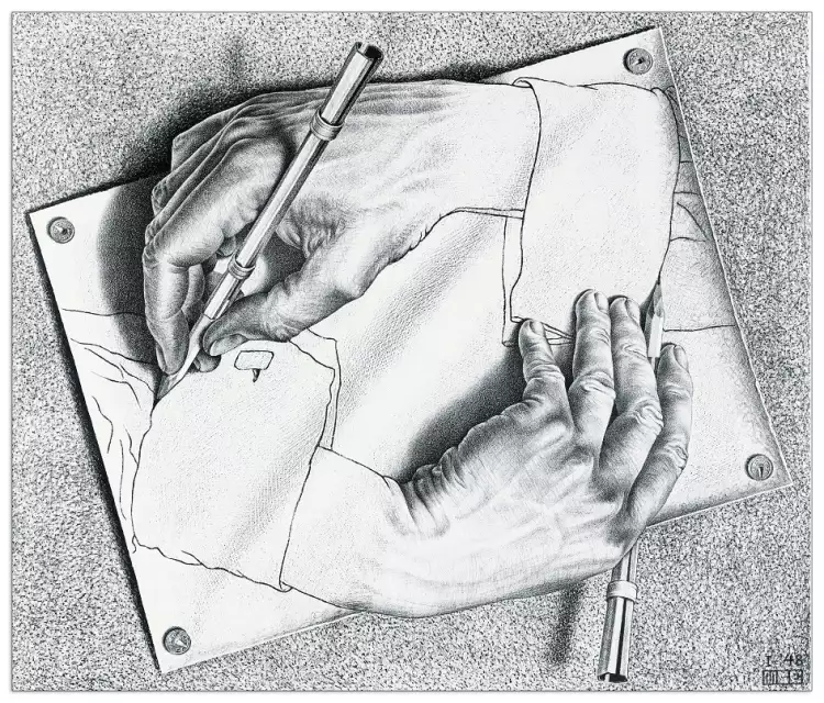 Мауриц Корнелис Эшер. Гравюра «Рисующие руки», 1948 Мауриц Корнелис Эшер. Гравюра «Рисующие руки», 1948