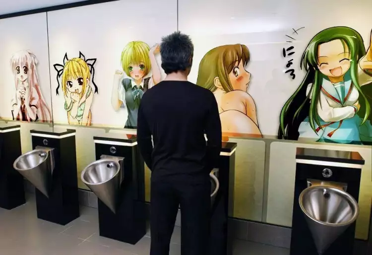 Стиль интерьера манга. Интерьер общественного туалета в Японии в стиле манга