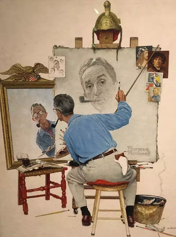 Норман Роквелл. Картина «Тройной автопортрет», 1960