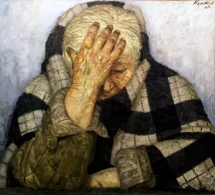Гелий Коржев. Картина «Мать» из серии «Опаленные огнем войны», 1967