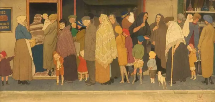 Джозеф Саутхолл. Картина The Food Queue, 1918 Джозеф Саутхолл. Картина The Food Queue, 1918